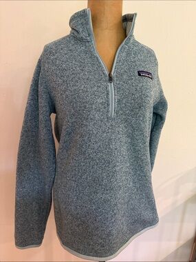 Patagonia sz L Better Sweater 1/4 zip Heathered Blue Quarter-Zip Fleece Pullover